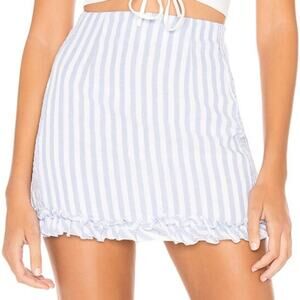 Revolve superdown Regina Frill Skirt in Blue & White Stripe NWT Size Sma…